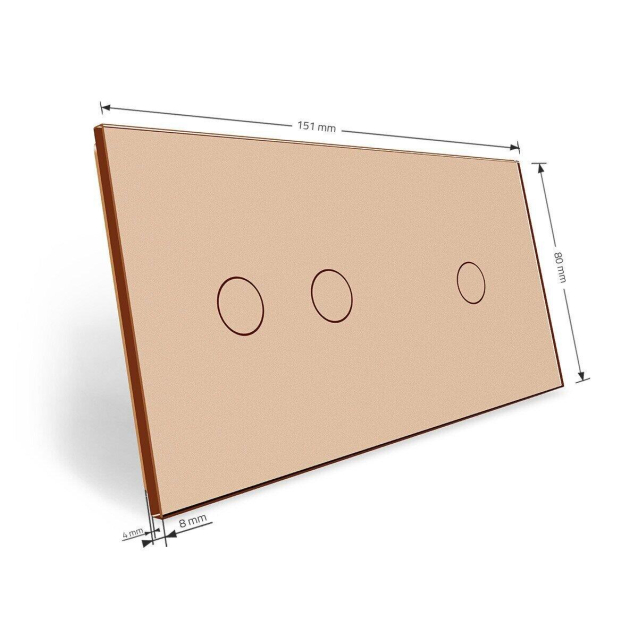 Сенсорная панель для выключателя 3 сенсора (1-2) Livolo золото стекло (C7-C1/C2-13)