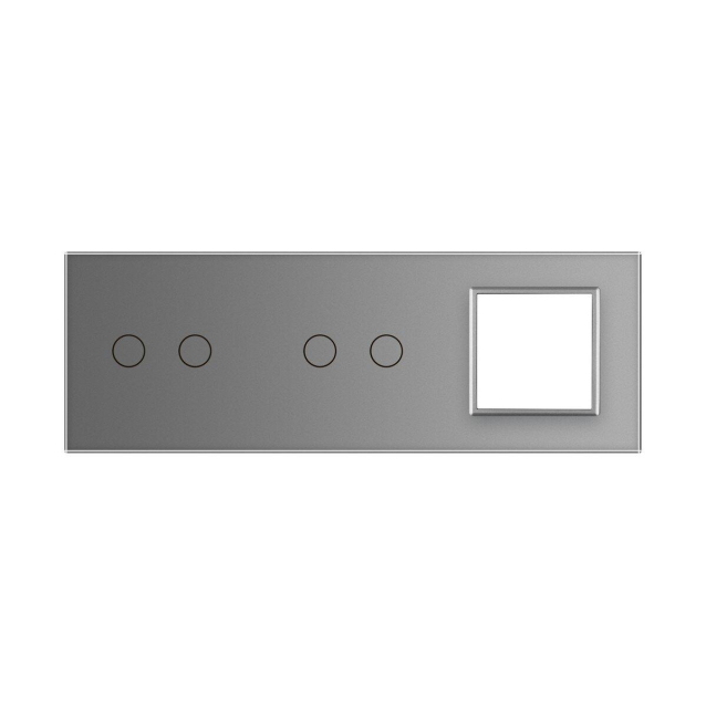 Сенсорная панель комбинированная для выключателя 4 сенсора 1 розетка (2-2-0) Livolo серый стекло