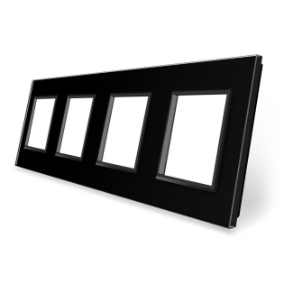 Рамка розетки 4 места Livolo черный стекло (C7-SR/SR/SR/SR-12)