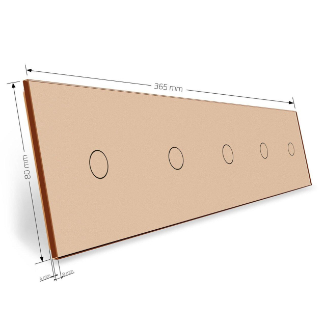 Сенсорная панель для выключателя 5 сенсоров (1-1-1-1-1) Livolo золото стекло (C7-C1/C1/C1/C1/C1-13)
