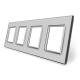 Рамка розетки 4 места Livolo серый стекло (C7-SR/SR/SR/SR-15)