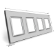 Рамка розетки 4 места Livolo серый стекло (C7-SR/SR/SR/SR-15)