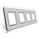 Рамка розетки 4 места Livolo серый стекло (C7-SR/SR/SR/SR-15)