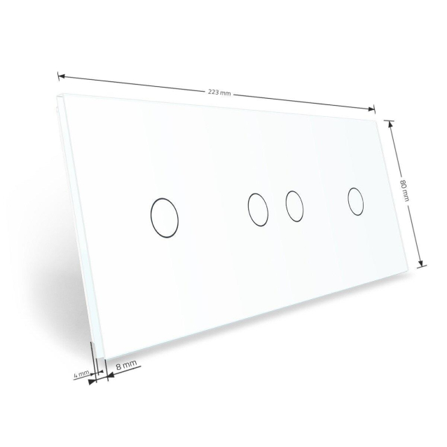 Сенсорная панель для выключателя 4 сенсора (1-2-1) Livolo белый стекло (C7-C1/C2/C1-11)