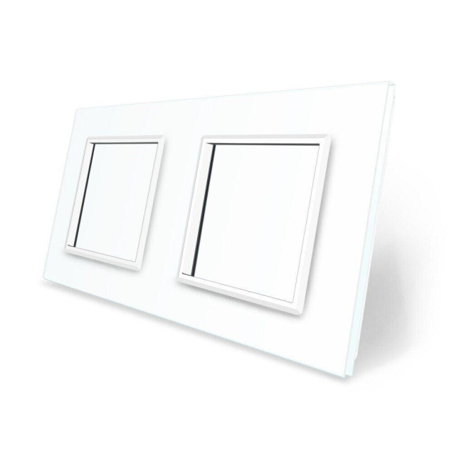 Рамка розетки 2 места Livolo белый стекло (VL-P7E/E-4W)