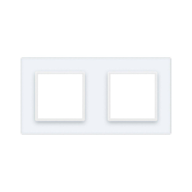 Рамка розетки 2 места Livolo белый стекло (VL-P7E/E-4W)