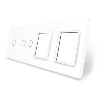 Сенсорная панель комбинированная для выключателя 3 сенсора 2 розетки (1-2-0-0) Livolo белый стекло