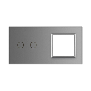 Сенсорная панель комбинированная для выключателя 2 сенсора 1 розетка (2-0) Livolo серый стекло (C7-C2/SR-15)