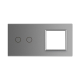 Сенсорная панель комбинированная для выключателя 2 сенсора 1 розетка (2-0) Livolo серый стекло (C7-C2/SR-15)