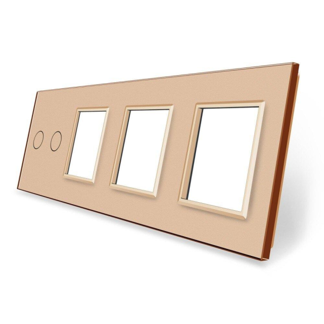 Сенсорная панель комбинированная для выключателя 2 сенсор 3 розетки (2-0-0-0) Livolo золото стекло