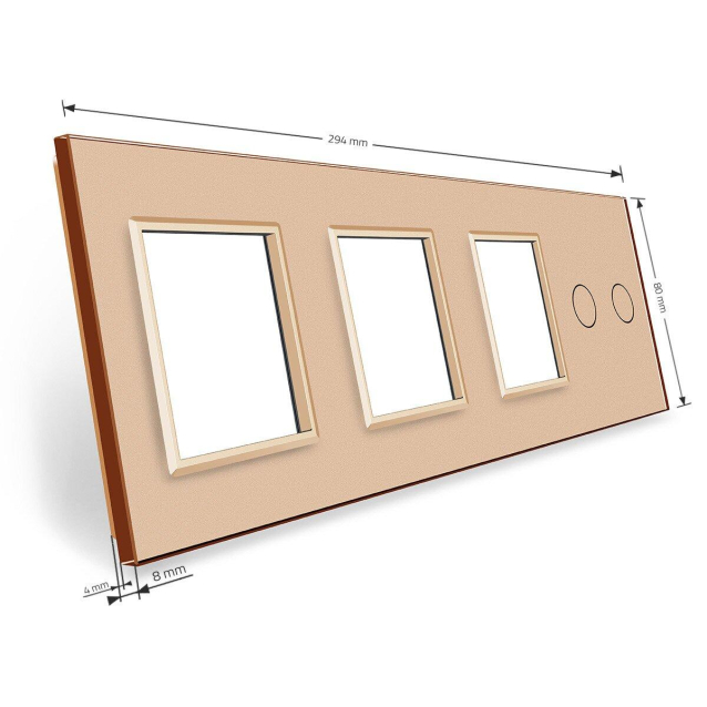 Сенсорная панель комбинированная для выключателя 2 сенсор 3 розетки (2-0-0-0) Livolo золото стекло