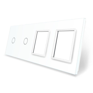 Сенсорная панель комбинированная для выключателя 2 сенсора 2 розетки (1-1-0-0) Livolo белый стекло