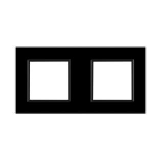 Рамка розетки 2 места Livolo черный стекло (VL-P7E/E-4B)