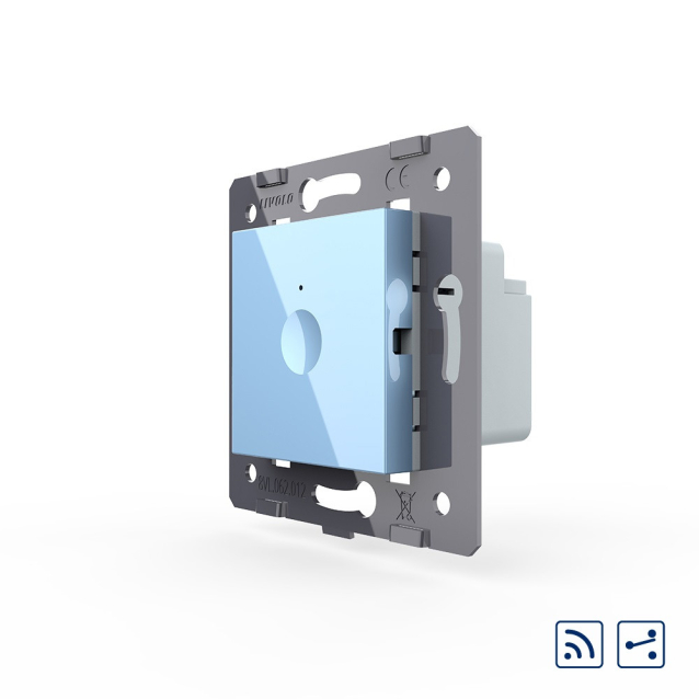 Механизм сенсорный проходной радиоуправляемый выключатель Sense 1 сенсор Livolo голубой (782100319)