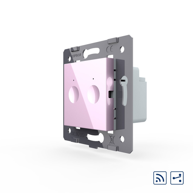 Механизм сенсорный проходной радиоуправляемый выключатель Sense 2 сенсора Livolo розовый (782100417)