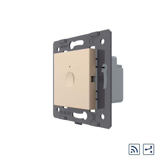 Механизм сенсорный проходной радиоуправляемый выключатель Sense 1 сенсор Livolo золото (782100313)