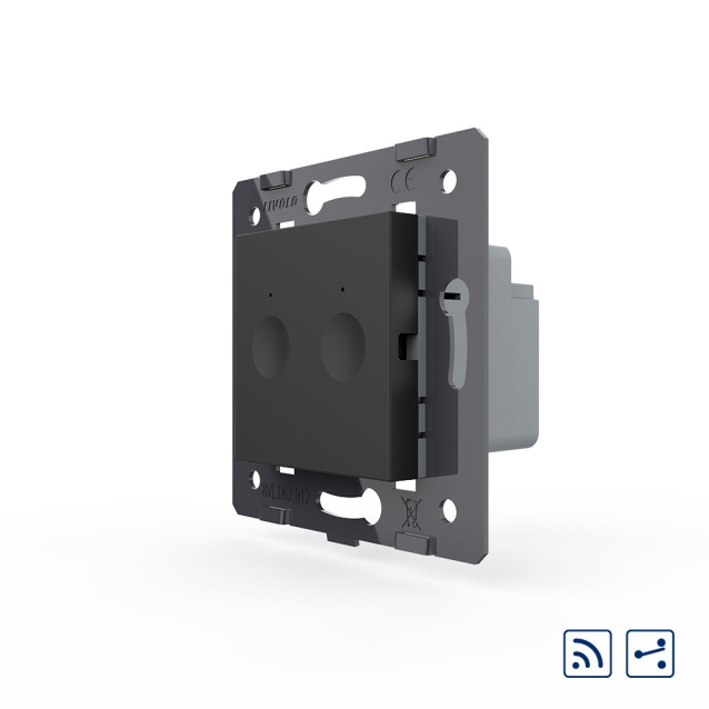 Механизм сенсорный проходной радиоуправляемый выключатель Sense 2 сенсора Livolo черный (782100412)