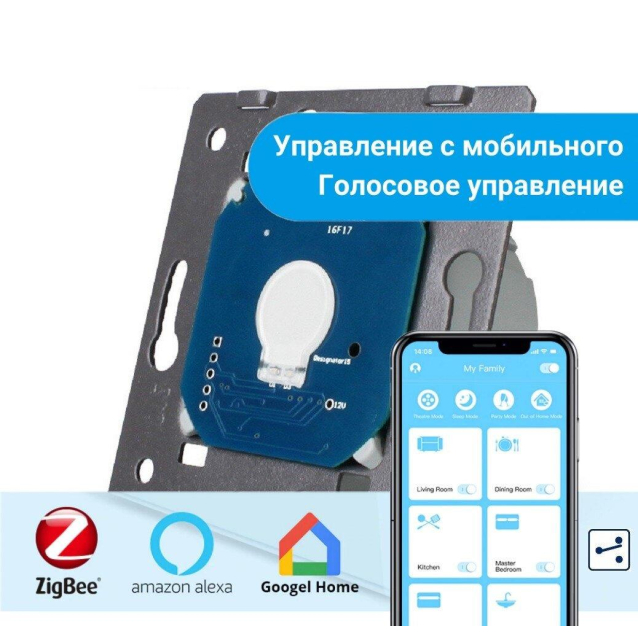 Умный механизм сенсорный проходной ZigBee выключатель 1 сенсор Livolo (VL-C701SZ)