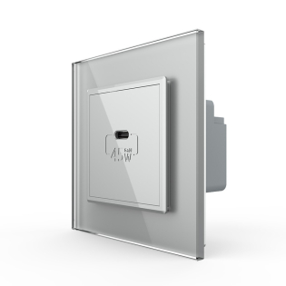 Розетка USB type C с блоком питания 45W Livolo серый (VL-C7-FCUC-2IP)