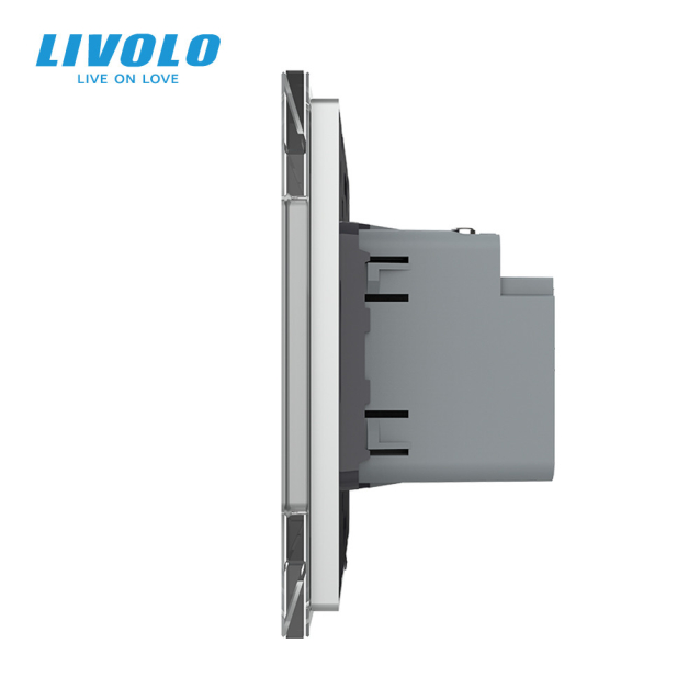 Розетка USB type C с блоком питания 45W Livolo серый (VL-C7-FCUC-2IP)
