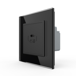 Розетка USB type C с блоком питания 45W Livolo черный (VL-C7-FCUC-2BP)