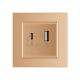 Розетка USB-A и USB-C 36W Livolo золотой стекло (VL-C7FCUA18W.UC18W-2AP)