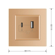 Розетка USB-A и USB-C 36W Livolo золотой стекло (VL-C7FCUA18W.UC18W-2AP)