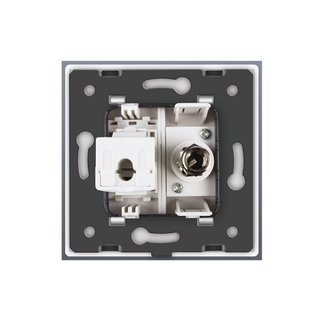 Розетка компьютерная RJ-45 и ТВ розетка Livolo белый стекло (VL-C791VC-11)