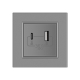 Розетка USB-A и USB-C 36W Livolo серый стекло (VL-C7FCUA18W.UC18W-2IP)