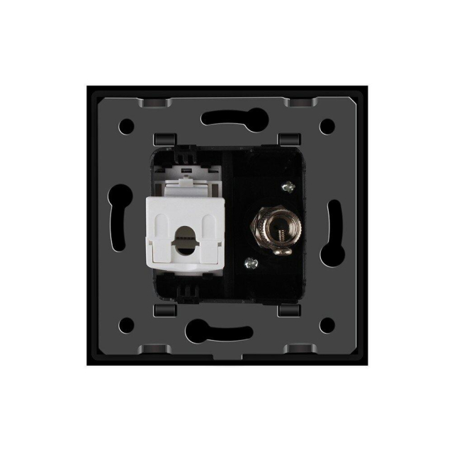 Розетка компьютерная RJ-45 и ТВ розетка Livolo черный стекло (VL-C791VC-12)