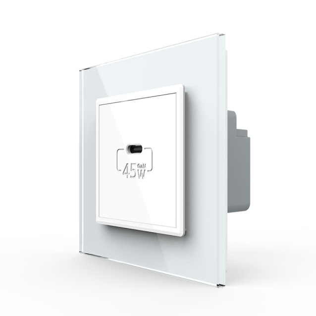 Розетка USB type C с блоком питания 45W Livolo белый (VL-C7-FCUC-2WP)