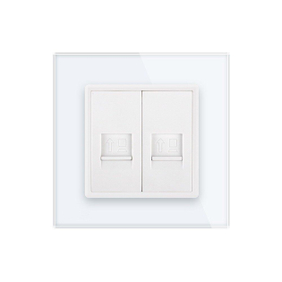 Розетка компьютерная двойная RJ-45 Livolo белый стекло (VL-C792C-11)