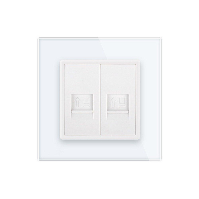 Розетка компьютерная двойная RJ-45 Livolo белый стекло (VL-C792C-11)