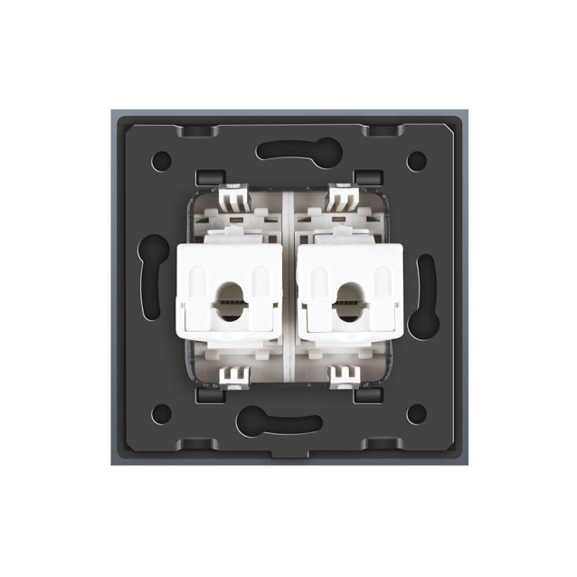 Розетка компьютерная двойная RJ-45 Livolo серый стекло (VL-C792C-15)