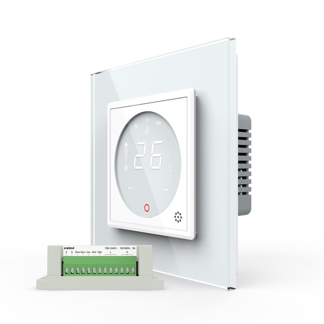 Цифровий сенсорний термостат керування конвектором Livolo білий (VL-C7-FCA-2WPS72)