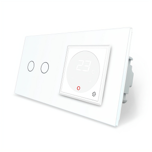 Сенсорный выключатель 2 сенсора Терморегулятор с выносным датчиком температуры для теплого пола Livolo белый