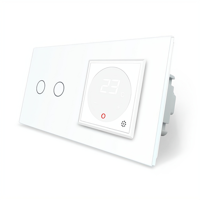 Сенсорный выключатель 2 сенсора Терморегулятор с выносным датчиком температуры для теплого пола Livolo белый