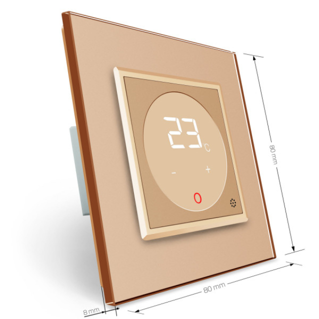 Терморегулятор со встроенным датчиком температуры Сухой контакт для котлов Livolo золото (VL-C701TM3-13)