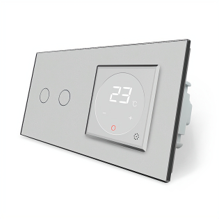 Сенсорный выключатель 2 сенсора Терморегулятор с выносным датчиком температуры для теплого пола Livolo серый