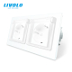 Розетка двойная влагозащищенная с крышкой Livolo белый стекло (VL-C7C2EUWF-11)