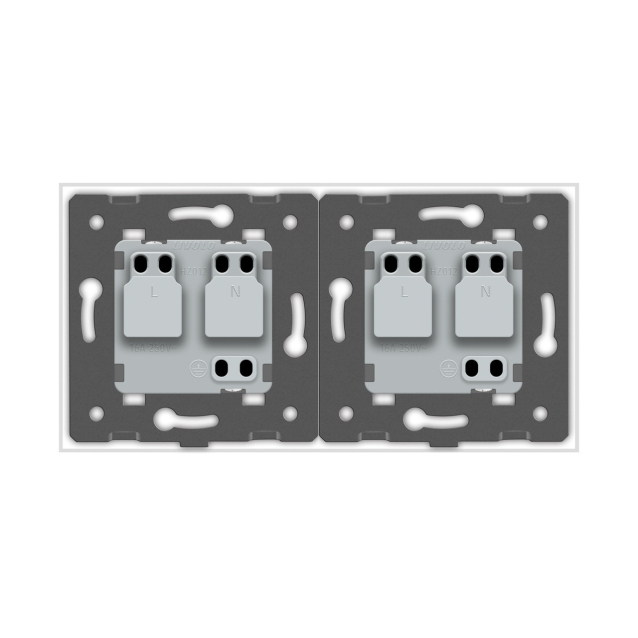 Розетка двойная влагозащищенная с крышкой Livolo белый стекло (VL-C7C2EUWF-11)