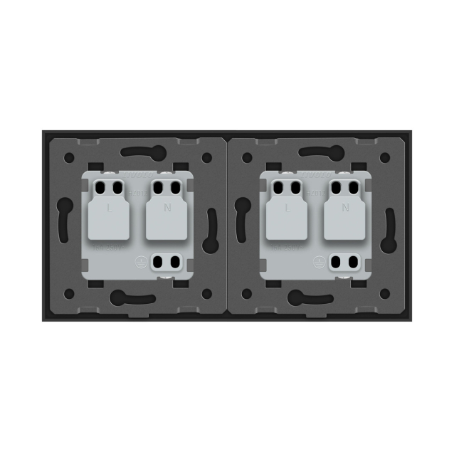 Розетка двойная влагозащищенная с крышкой Livolo черный стекло (VL-C7C2EUWF-12)