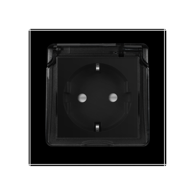 Розетка влагозащищенная с крышкой Livolo черный стекло (VL-C7C1EUWF-12)