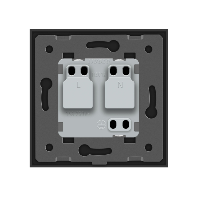 Розетка влагозащищенная с крышкой Livolo черный стекло (VL-C7C1EUWF-12)