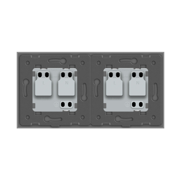 Розетка двойная влагозащищенная с крышкой Livolo серый стекло (VL-C7C2EUWF-15)