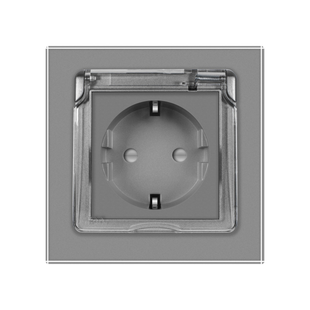 Розетка влагозащищенная с крышкой Livolo серый стекло (VL-C7C1EUWF-15)