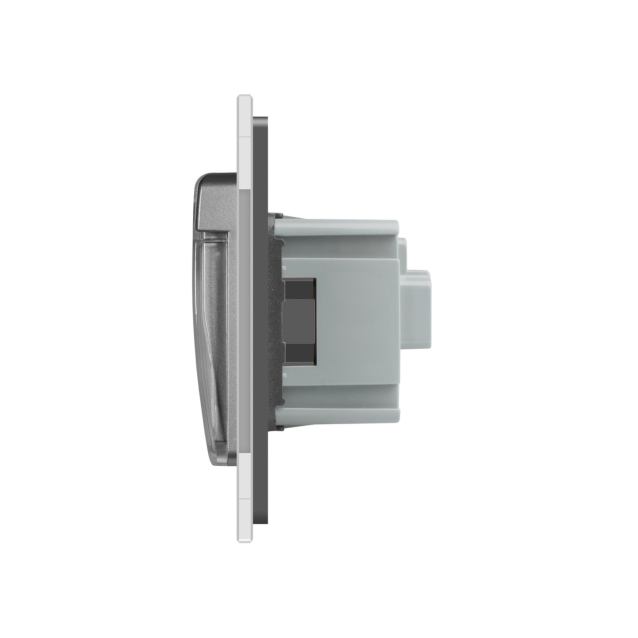 Розетка влагозащищенная с крышкой Livolo серый стекло (VL-C7C1EUWF-15)
