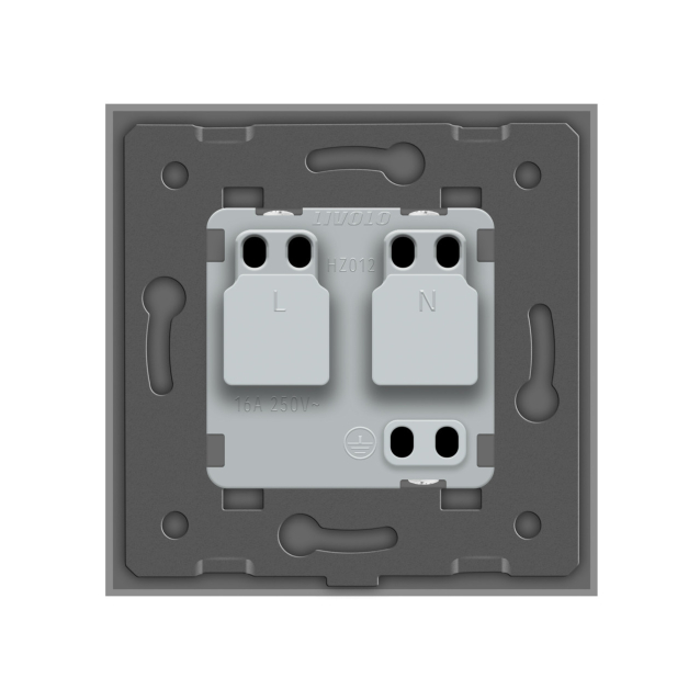 Розетка влагозащищенная с крышкой Livolo серый стекло (VL-C7C1EUWF-15)