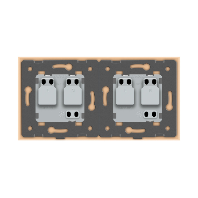 Розетка двойная влагозащищенная с крышкой Livolo золото стекло (VL-C7C2EUWF-13)