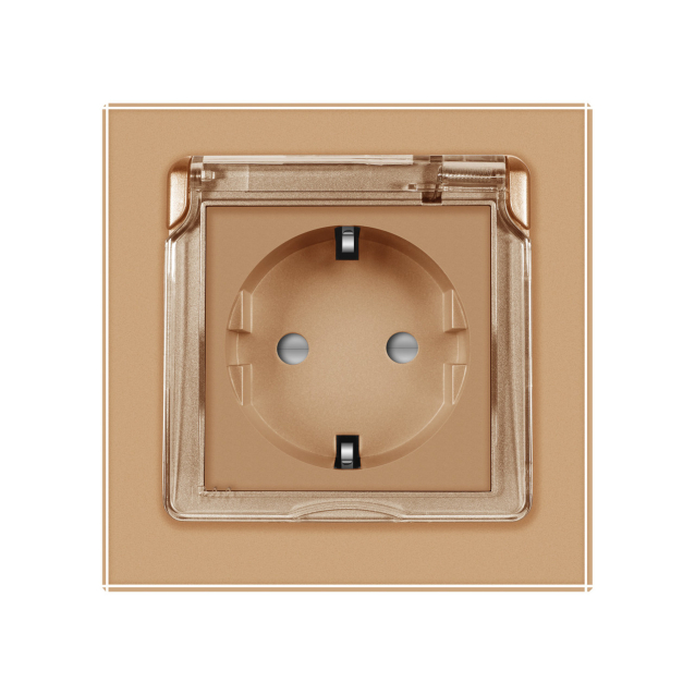 Розетка влагозащищенная с крышкой Livolo золото стекло (VL-C7C1EUWF-13)